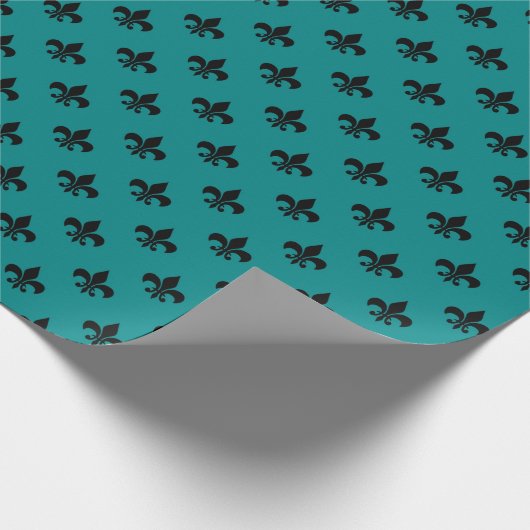 Aquamarine und schwarze Pariser Lilie Geschenkpapier (Ecke)