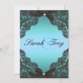 Aquamarine und schwarze Spitzehochzeitseinladung Einladung (Rückseite)