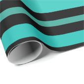 Aquamarine und schwarze Streifen Geschenkpapier (Rolleneckpunkt)