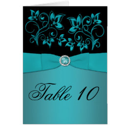 Aquamarine und schwarze Tischnummer