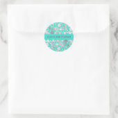 Aquamarine und silber Confetti Wedding Runder Aufkleber (Tasche)