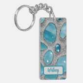 Aquamarine und Silber Inspiriert Schlüsselanhänger (Vorderseite links)