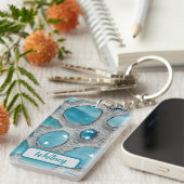 Aquamarine und Silber Inspiriert Schlüsselanhänger (Vorderseite rechts)