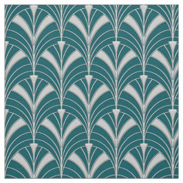 Aquamarine und silberne Art-Deco-Stilelemente Stoff