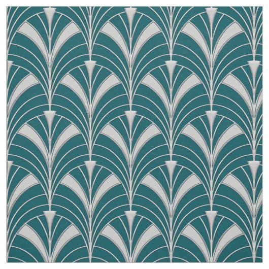 Aquamarine und silberne Art-Deco-Stilelemente Stoff (Muster)