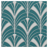 Aquamarine und silberne Art-Deco-Stilelemente Stoff (Nahaufnahme)