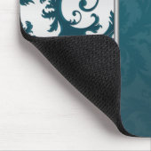 Aquamarine und silberne Damasmousepad Mousepad (Ecke)