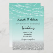 Aquamarine und silberne einladung (Vorne/Hinten)