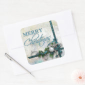 Aquamarine und silberne Freude an der Welt Quadratischer Aufkleber (Umschlag)