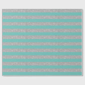 Aquamarine und silberne Glitzer Streifen Geschenkpapier (Flach)