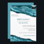 Aquamarine und silberne Grenze, Bar Mitzvah Einladung<br><div class="desc">Dieses moderne Design besticht durch eine wunderschöne aquamarine und silberne Glattkante und Ihren eigenen Text auf der Vorder- und Rückseite bei Bedarf. Fügen Sie den Text mithilfe des Vorlagenformulars hinzu. Die erweiterten Editiermenüs, auf die Sie durch die Option "Weitere Anpassung" zugreifen können, ermöglichen Ihnen, die Schriftart, Farben und Layout zu...</div>