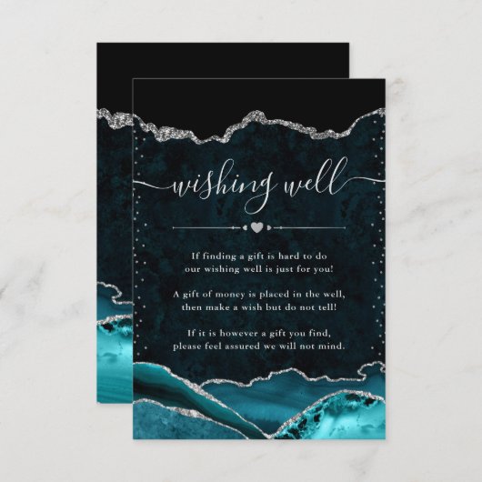 Aquamarine und silberne Hochzeit wünschend gut Begleitkarte (Vorne/Hinten)