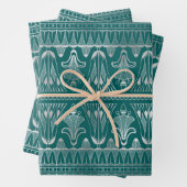 Aquamarine und silberne Kunst-Déco Geschenkpapier Set (Beispiel)