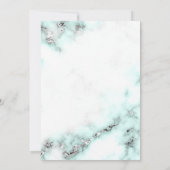 Aquamarine und silberne Marmordusche Einladung (Rückseite)