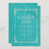 Aquamarine und silberne Rustikale Hochzeitsfeiern Einladung (Vorne/Hinten)