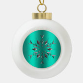 Aquamarine und silberne Weihnachten Keramik Kugel-Ornament (Vorderseite)