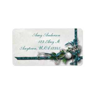 Aquamarine und silberne Weihnachtsadressen Adressaufkleber