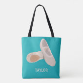 Aquamarine und Tan Ballet Shoes Personalisiert Tasche (Rückseite)
