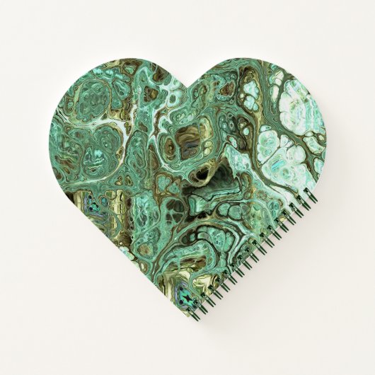 Aquamarine und tan-Imitate - Marmorherz-Notebook Notizblock (Rückseite)