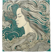 Aquamarine und tanische Wasserfrau Duschvorhang (Vorderseite)