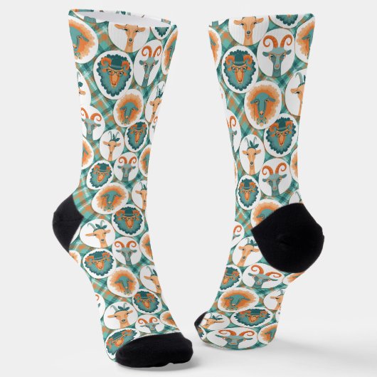 Aquamarine und Terracotta Hipster Goods Socks Socken (Gewinkelt)