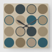 Aquamarine und Touch Circles Quadratische Wanduhr (Vorderseite)