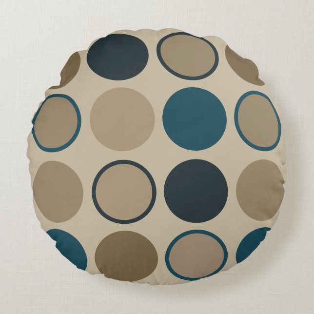 Aquamarine und Touch Circles Rundes Kissen (Vorderseite)