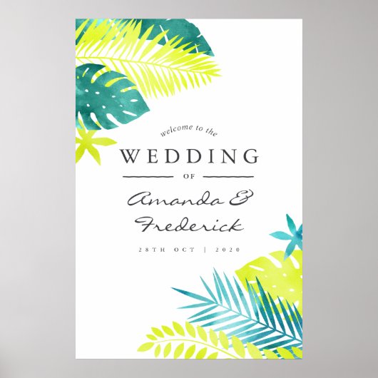 Aquamarine und tropische Hochzeit von Lemon Poster (Vorne)