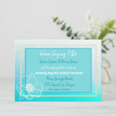 Aquamarine und türkisblaue Blume Hochzeit Einladung (Stehend Vorderseite)