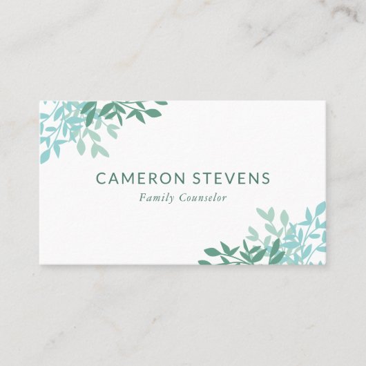 Aquamarine und türkisfarbene Blätter Visitenkarte (Vorderseite)
