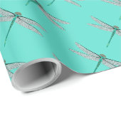 Aquamarine und türkisfarbene Libelle Geschenkpapier (Rolleneckpunkt)