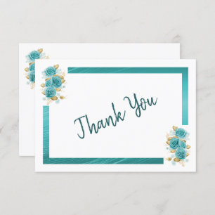 Aquamarine und türkisfarbene Rose Elegante Dankesc Dankeskarte