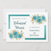 Aquamarine und türkisfarbene Rose Elegante Probe A Einladung (Vorderseite)