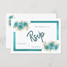Aquamarine und türkisfarbene Rose Elegante RSVP-Ka