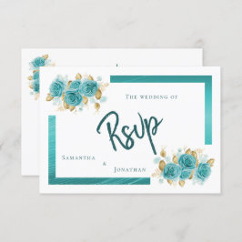 Aquamarine und türkisfarbene Rose Elegante RSVP-Ka RSVP Karte