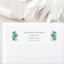 Aquamarine und türkisfarbene Rose Hochzeitslabel