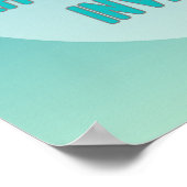 Aquamarine und türkisfarbene Schriftzeichen Poster (Ecke)