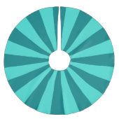 Aquamarine und türkisfarbene Sternexplosion Streif Polyester Weihnachtsbaumdecke (Vorderseite)