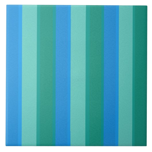 Aquamarine und türkisfarbene Streifen Keramik Fliese (Vorderseite)