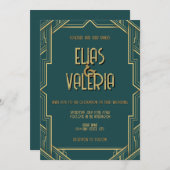 Aquamarine und Tuxedos Hochzeitseinladung Einladung (Vorne/Hinten)