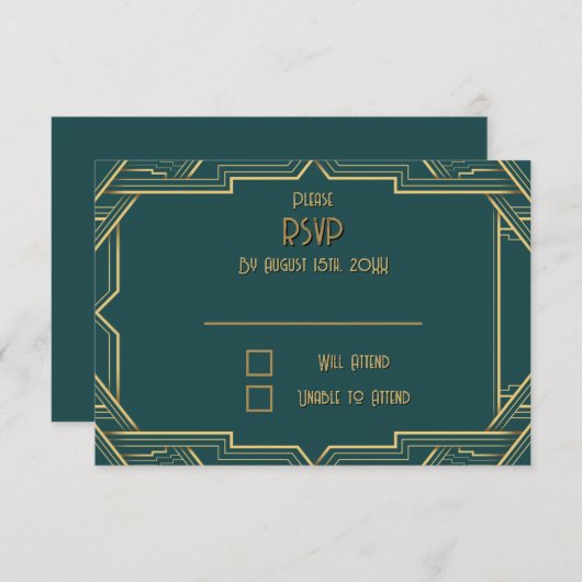 Aquamarine und Tuxedos UAWG Response Card RSVP Karte (Vorne/Hinten)