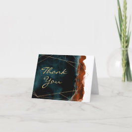 Aquamarine und verbrannte Orange Wasserfarbe Danke