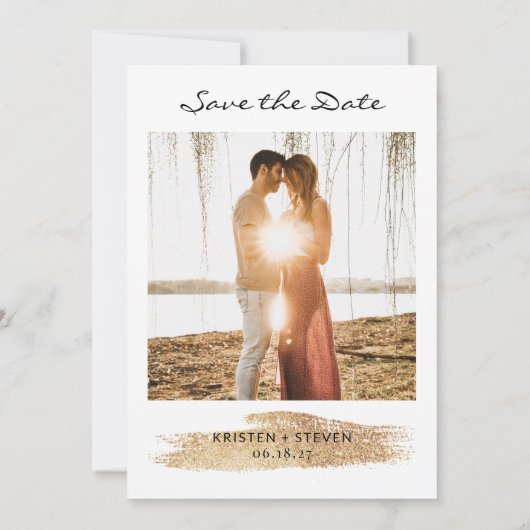 Aquamarine und verbrannte Orange-Wasserfarbe Save  Save The Date (Rückseite)