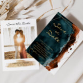 Aquamarine und verbrannte Orange-Wasserfarbe Save  Save The Date