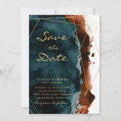 Aquamarine und verbrannte Orange-Wasserfarbe Save  The Date (Vorderseite)