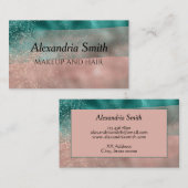 Aquamarine und weiche Blush Pink Ombre Foil Busine Visitenkarte (Vorne/Hinten)