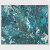 Aquamarine und weiße Acrylfarbe Nahtlos Geschenkpapier (Flach)