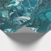 Aquamarine und weiße Acrylfarbe Nahtlos Geschenkpapier (Ecke)