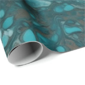 Aquamarine und weiße Acrylfarbe Nahtlos Geschenkpapier (Rolleneckpunkt)