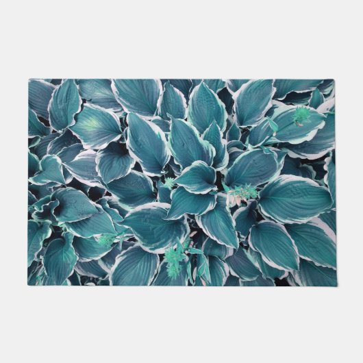 Aquamarine und weiße Blätter Fußmatte (Vorderseite)